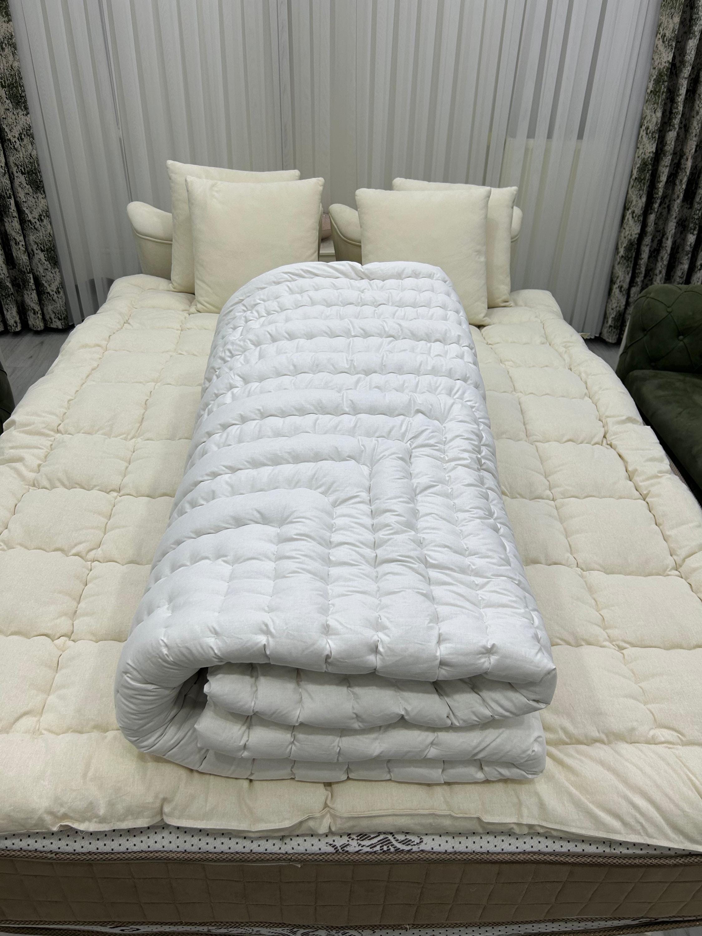 100% Natural WOOL QUILT/ Handmade Stitched Duvet/ Odorless Handcrafted Quilt/ Unpainted Vintage Quilt/ Customizable All Sizes You Want