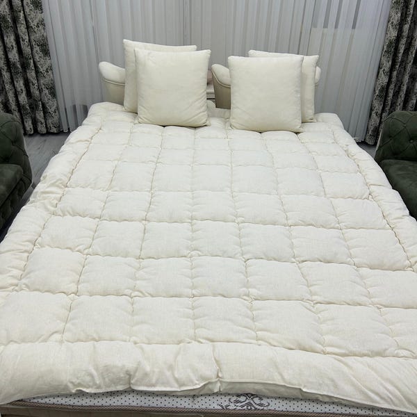 Merino WOOL MATTRESS PAD Wool Filled Topper-Protector American and Canadian Special Sizes Sleeping Pad-Cover Customizable for every sizes