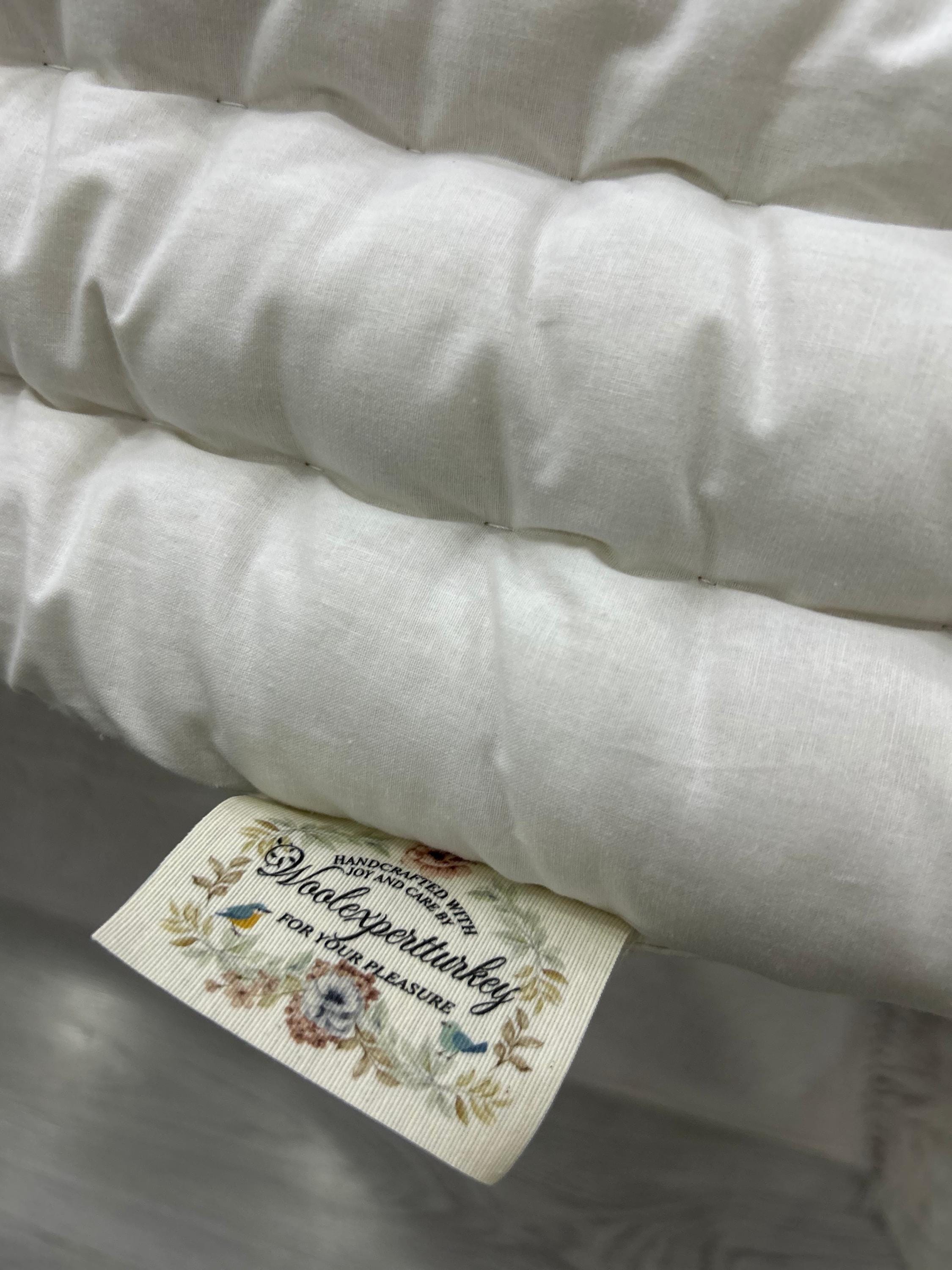 100% Natural WOOL QUILT/ Handmade Stitched Duvet/ Odorless Handcrafted Quilt/ Unpainted Vintage Quilt/ Customizable All Sizes You Want