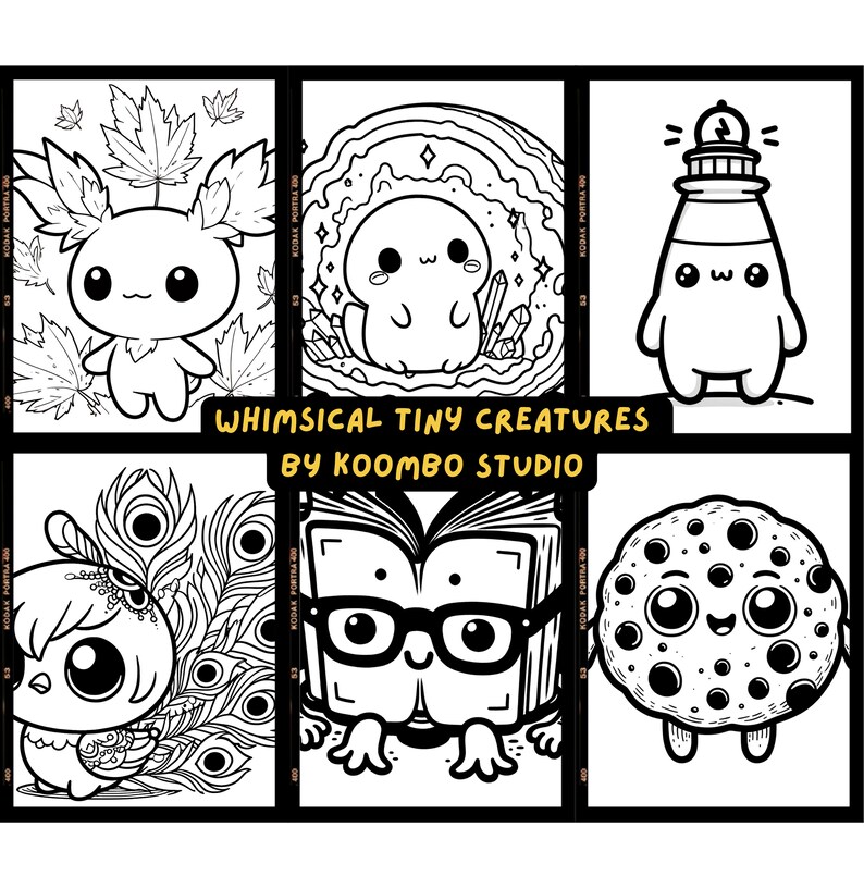 30 Whimsical Tiny Creatures | Cute Kawaii Designs | Printable Coloring ...