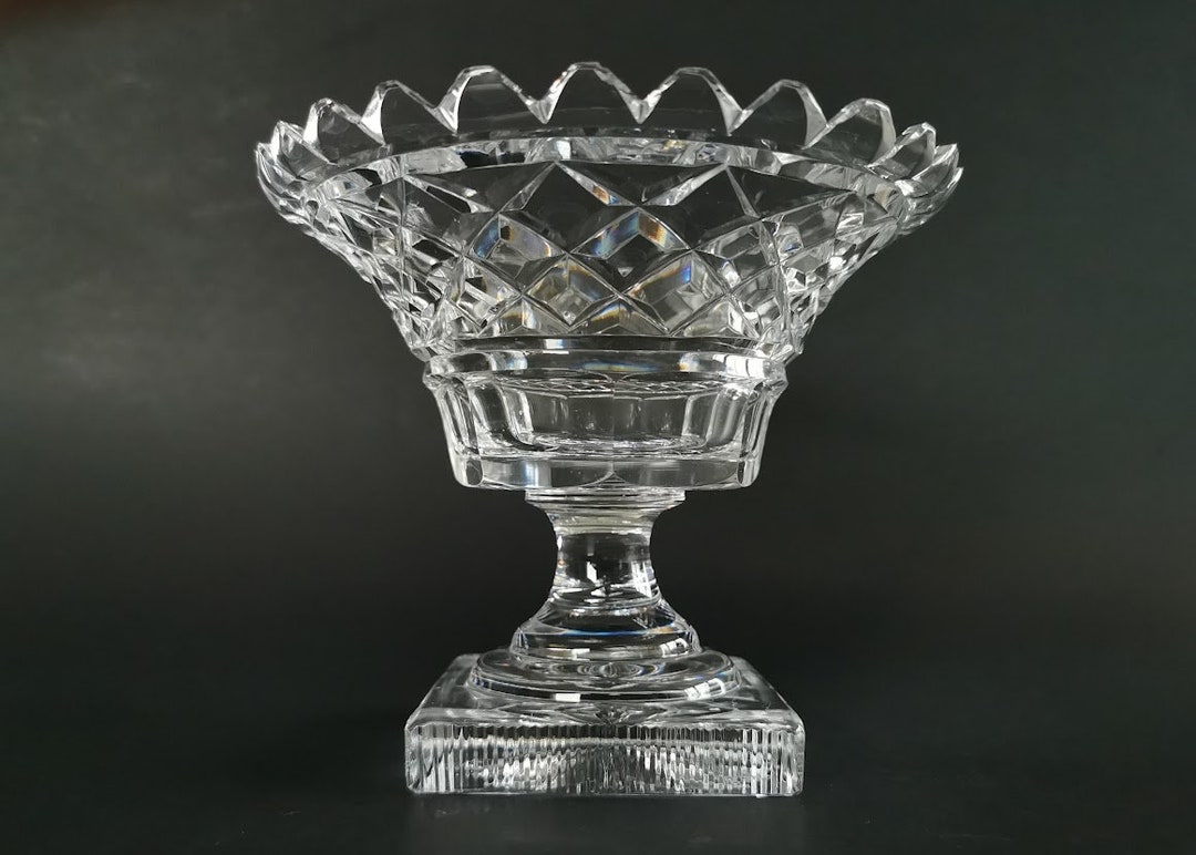 Full Lead Crystal Footed Bowl. Vintage Handmade Crystal Dish. Etsy