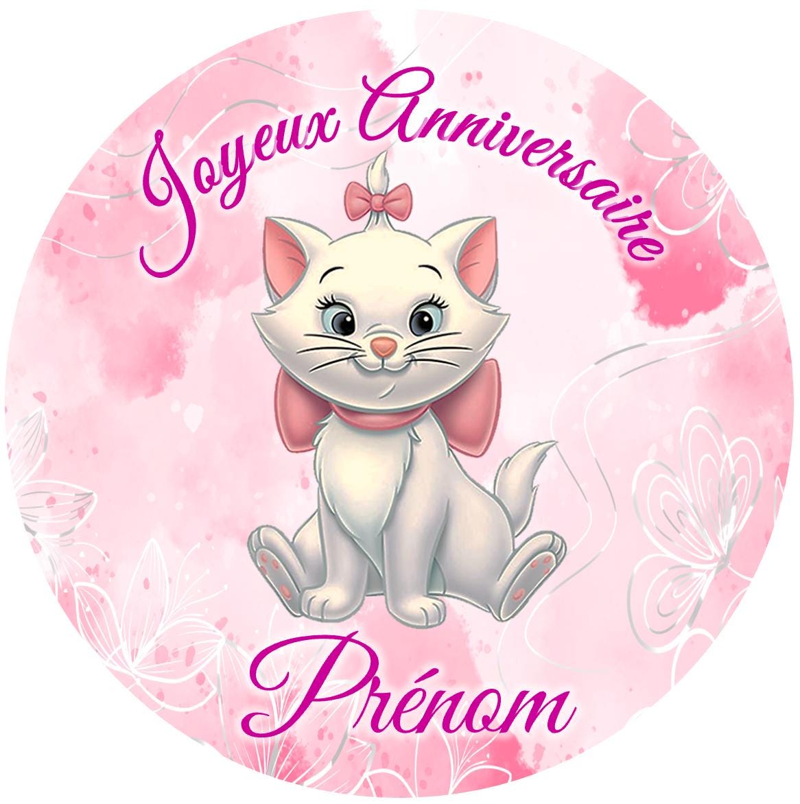 Set De Décorations De Gâteau 'Aristochats' En Papier Plastifié - Tailles 3 à 14 Cm - Rose - 5 à 8 Pièces