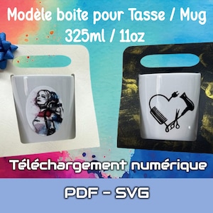 Box-Vorlage für Tasse/Becher 325 ml/11 oz – SVG- und PDF-Datei digitaler Download/Schneidemaschine Cricut, Scanncut, Silhouette etc