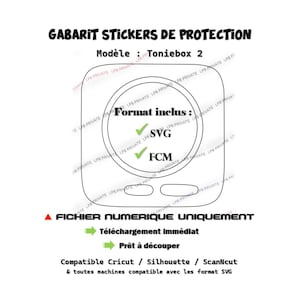 Fichier gabarit protection stickers autocollant Toniebox 2-template SVG téléchargement numérique/Cricut et machine de découpe, Scanncut…