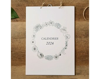 Calendrier floral 2024: calendrier mural A4. Illustrations florales, fleurs de saison