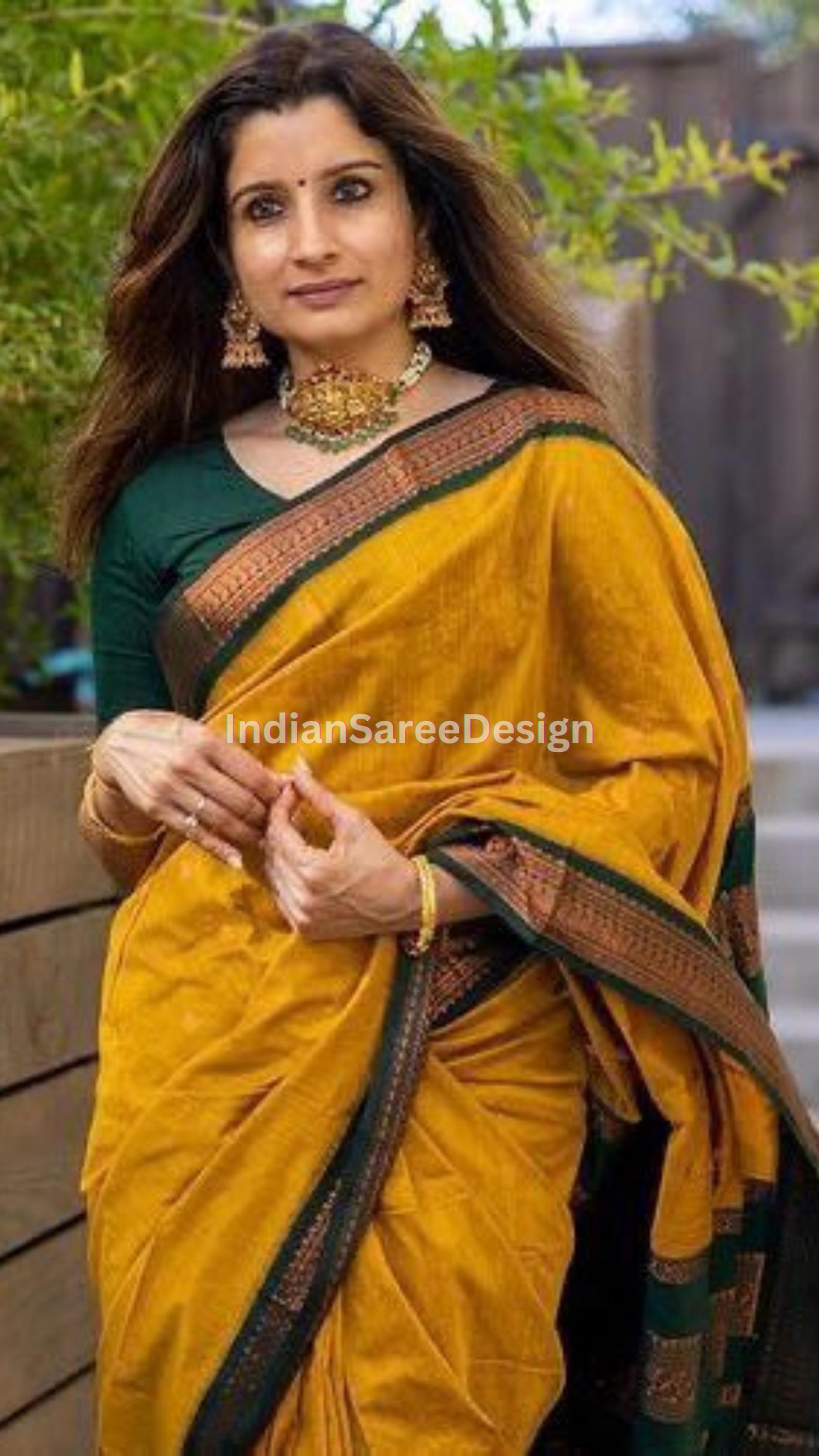 Yellow Green Saree - Etsy Canada