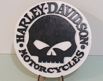 Harley Davidson Wood Logo, 3d Logo, Harley Logo, Harley Davidson Box, Harley Shield Relief, Special Harley Davidson Logo