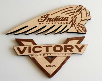 Victory logo, Indian logo, Pack of 2 wooden logos.