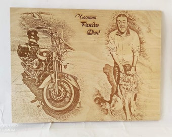 Personalized Engraved Photography, Your photo engraved on wood, Photogradia engraved on wood, Laser engraving on wood