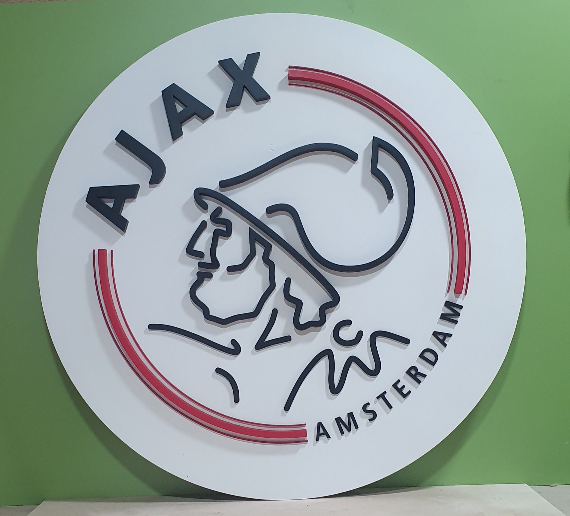 Ajax Wooden Logo, 3D Ajax Logo, Wooden Relief Picture of the Ajax