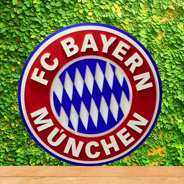 Bayern München Logo, Bayern München Holzlogo, Bayern 3D Logo, Bayern München Reliefbox