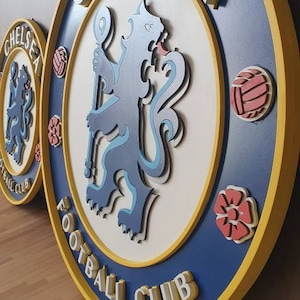 Chelsea wooden logo, Chelsea Sign, Chelsea FC wooden 3d logo