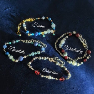 Gemstone and Glass Beaded Bracelets Inspired by Genshin Characters (Fontaine Collection)