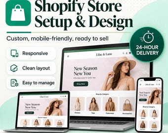 Shopify-butiksuppsättning och design | Färdig Shopify-webbplats | Anpassad mobilresponsiv butik | Leverans dygnet runt | Shopify Designer