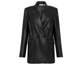 Leather Blazer for Women in Bliss Black/Genuine Leather Jacket/Gift for her