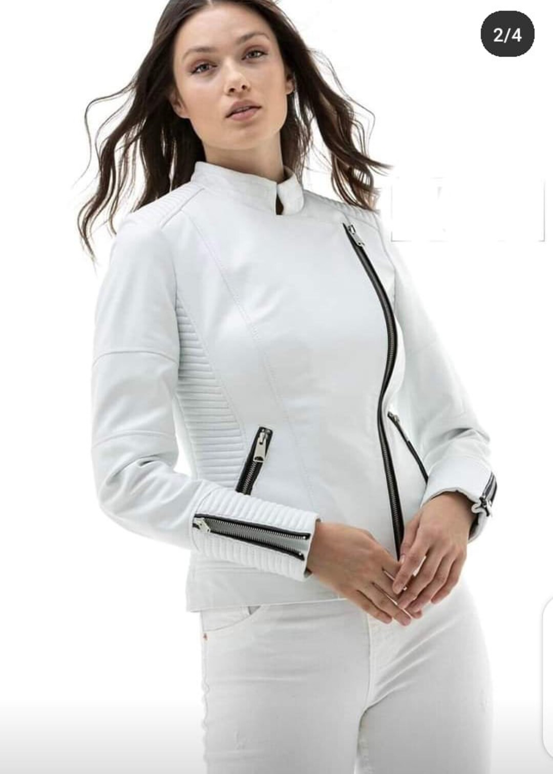 Women Leather Jacket Soft and Durable White Quilted Jacket Etsy