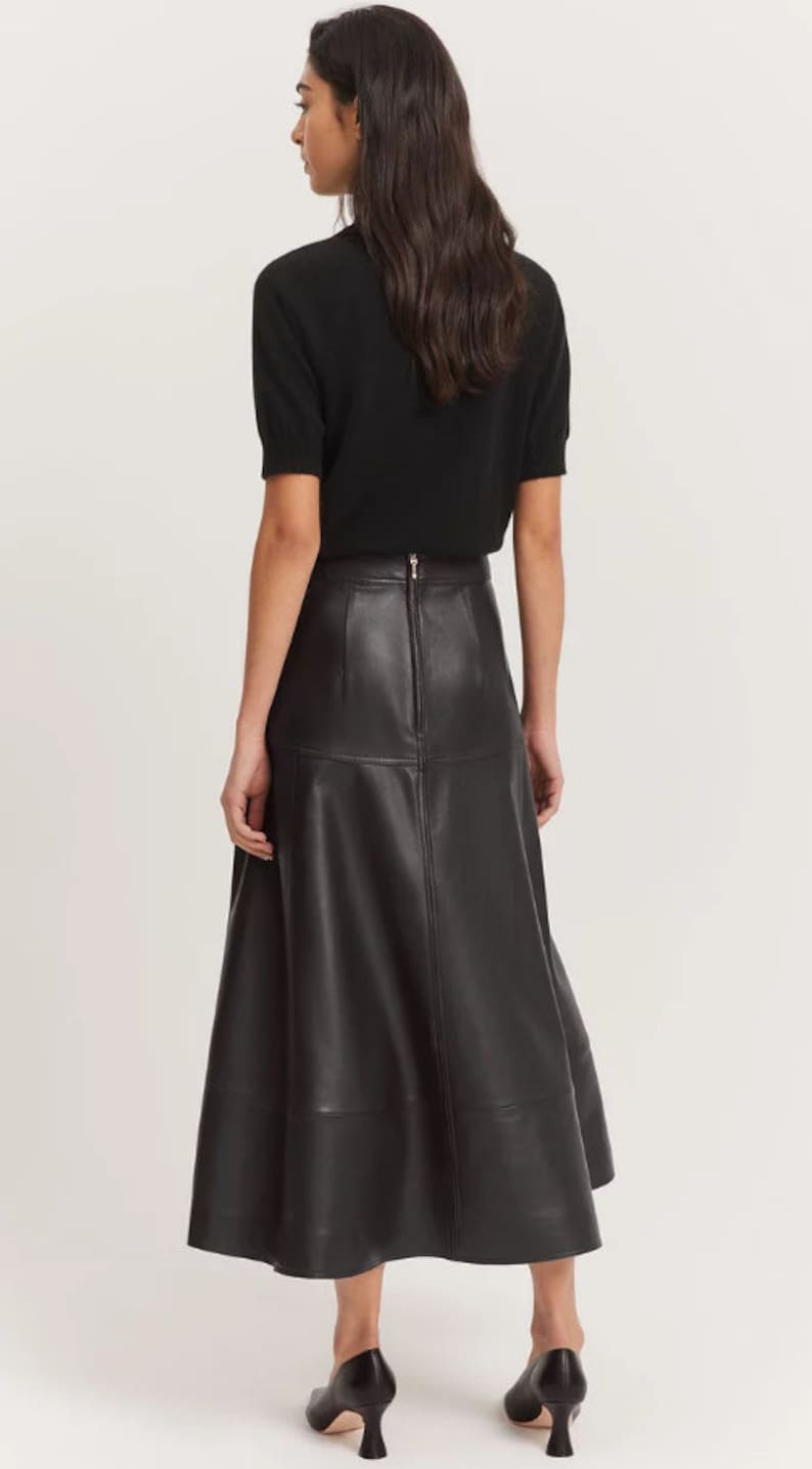 Skirts Women Leather Skirt in Genuine Black Leather Skirts Women