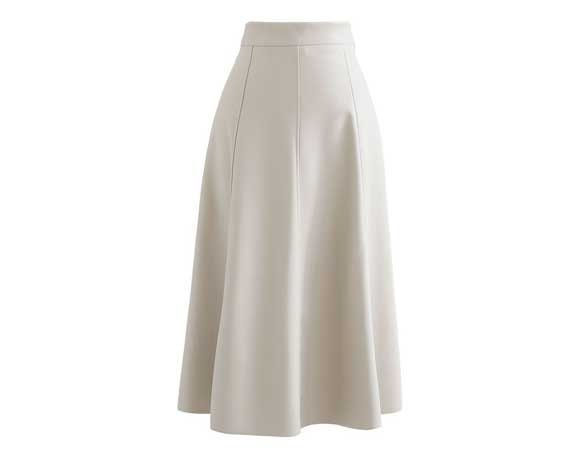 Cream leather skirt cheap