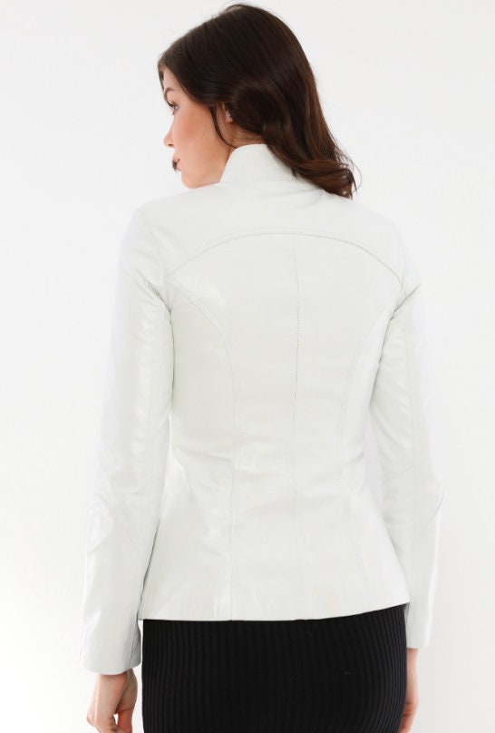 Women's Leather Jacket in Pure White: Genuine Soft and - Etsy