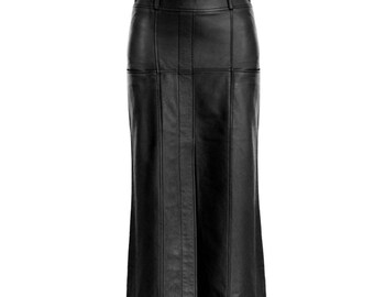 Women's Leather Skirt in chestnut brown/ beautifully stitched in genuine lamb leather in Aniline finish/Gift for her