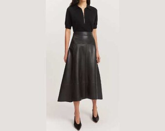 Skirts women leather Skirt in genuine black leather skirts women leather skirts