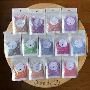 UV colour Changing fine Glitter, Chameleon, do it yourself, UV light, sun reactive