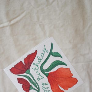 Tarjeta de feliz cumpleaños | Tarjeta de felicitación con flores | Tarjeta especial para seres queridos | Regalo especial | Arte Art Déco | Diseño de postal
