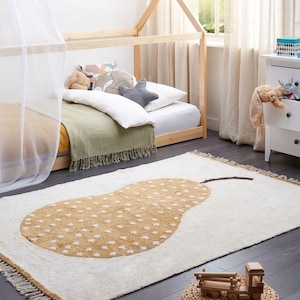 tapis touffeté Fruits | capitonné à imprimé fruits | Tapis poire | Tapis de cuisine | Tapis de chambre d'enfants | Tapis de chambre de bébé | Joli tapis de sol | Tapis doux et confortables