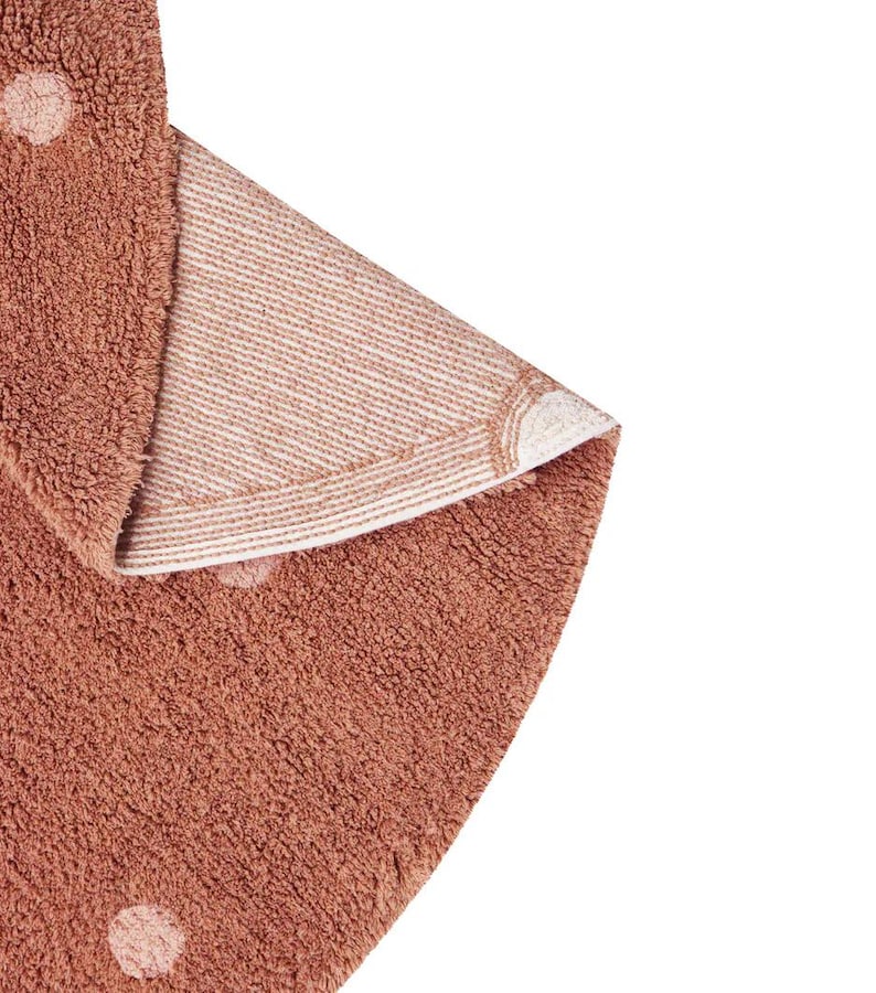Brown Polka Dot Round Cotton Rug: Hand Tufted Nursery Decor image 6