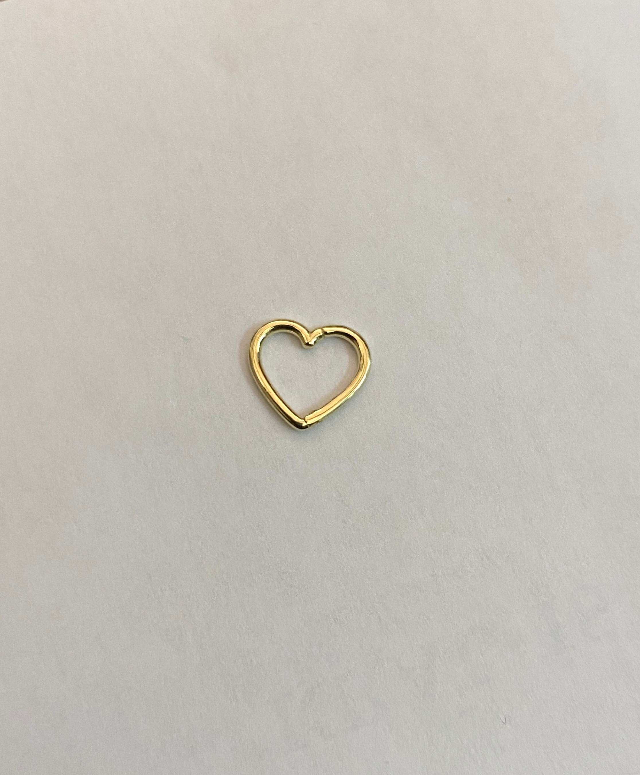 14K Solid Gold Heart Piercing,hoop Heart Piercing, 14K Solid Gold Heart