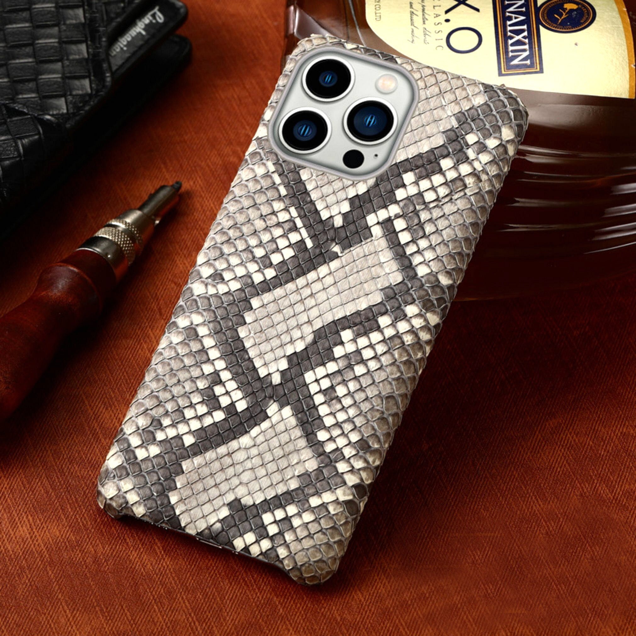 Cardholder Case for iPhone 14 Pro Max in Genuine Python
