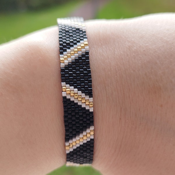 Bracelet manchette, tissage Miyuki, fait main
