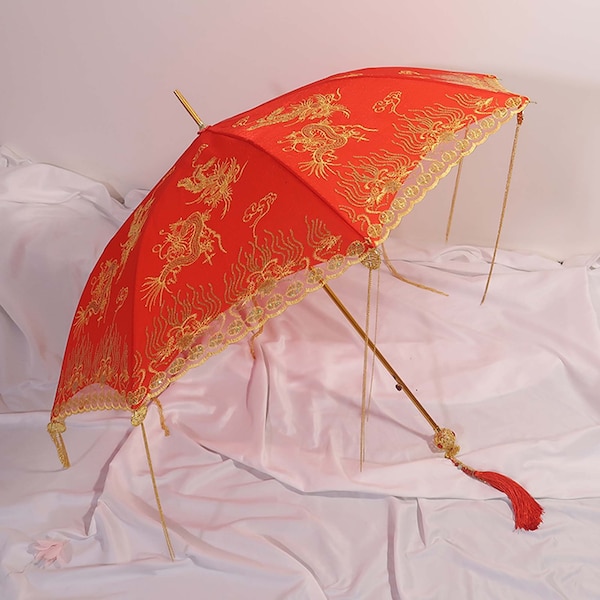 Wedding Red Umbrella,Wedding Wedding Umbrella, Lace Lace Umbrella, Embroidery Chinese Umbrella, Wedding Long Handle Umbrella, Bride Umbrella