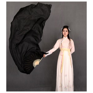 Silk dance fan, silk dance fan, extended dance fan, black dance fan, classical dance props, Chinese style long silk fan