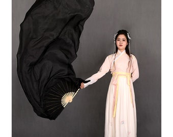 Silk dance fan, silk dance fan, extended dance fan, black dance fan, classical dance props, Chinese style long silk fan