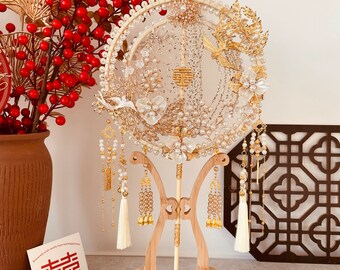 Wedding Fan, Wedding Decorations, New Chinese Wedding, Champagne-colored Fan, Antique Fan, Hanfu Wedding, Palace Fan, Fan