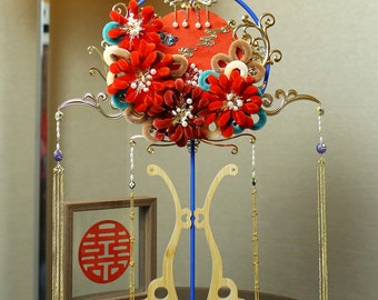 Chinese Wedding Fan, Bridal Fan, Ancient Style Fan, Wedding Fan, Xiuhe Costume Fan, Finished Embroidered Fan