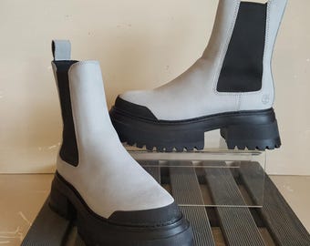 Timberland brand new grey leather platform chelsea boots uk 4 euro 37