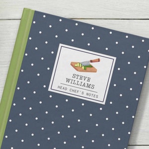 Head Chef recipe book personalised notebook journal, cook gift, custom notebook, hardcover journal, custom name unique gift for him