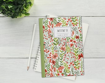 custom name notebook wildflower, personalized journal, hardcover notebook, floral notebook, unique gift for her, christmas gift for her