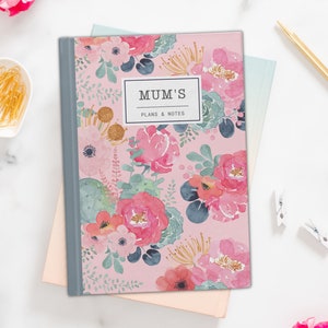 personalised notebook journal, custom notebook, hardcover journal, custom name unique gift for her, floral notebook, watercolour notebook
