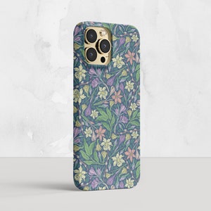 Vintage Flower Art Phone Case, Aesthetic Phone Case for Samsung S21 FE S20 S10 S9 A51 A71, Trendy Initial iPhone 7 8 11 12 13 XR XS Pro Case