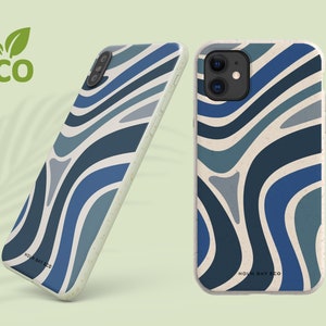 Retro blue biodegradable phone case samsung eco phone case s20 s21, plus, ultra, iPhone 11 12 13 14 15, pro, pro max, plus