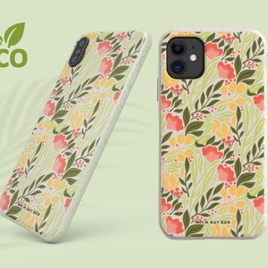 Meadow leafy biodegradable compostable phone case, iphone 13 12 11 xr xs pro plus mini iphone se samsung galaxy s2 s21 s20