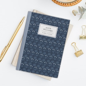 personalised notebook journal, custom notebook, hardcover journal, custom name unique gift for her, floral notebook, navy notebook