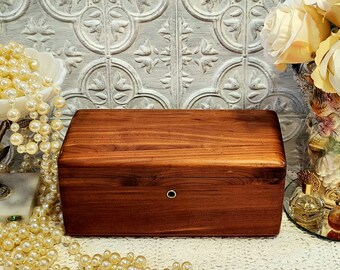 Vintage jewelry box, trinket box wooden vanity dresser decor