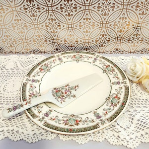 Cake plate with coordinating server vintage porcelain 11"