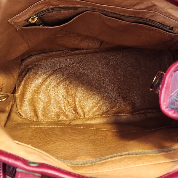 Elegant Embossed Leather Shoulder Bag in Rich Bur… - image 5