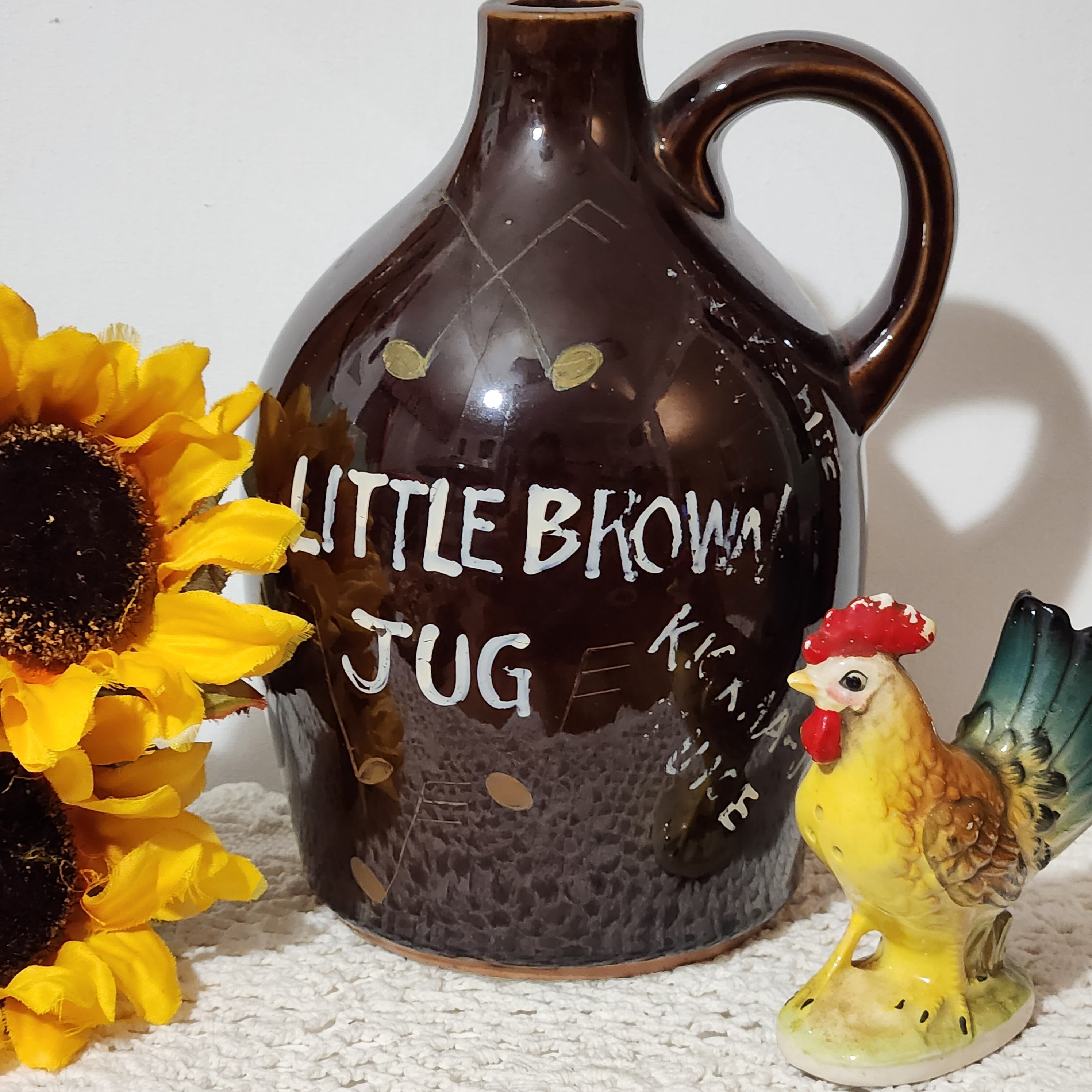 Little Brown Jug Pottery Decanter Vintage Jug Band Instrument Moonshine