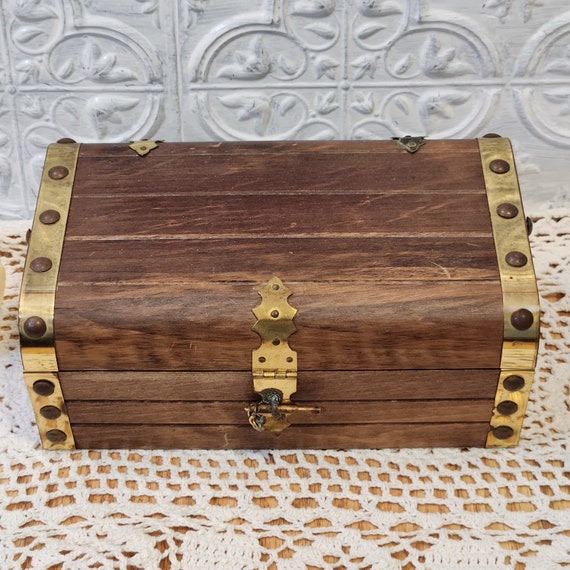 Treasure chest vintage wooden jewelry box - image 1